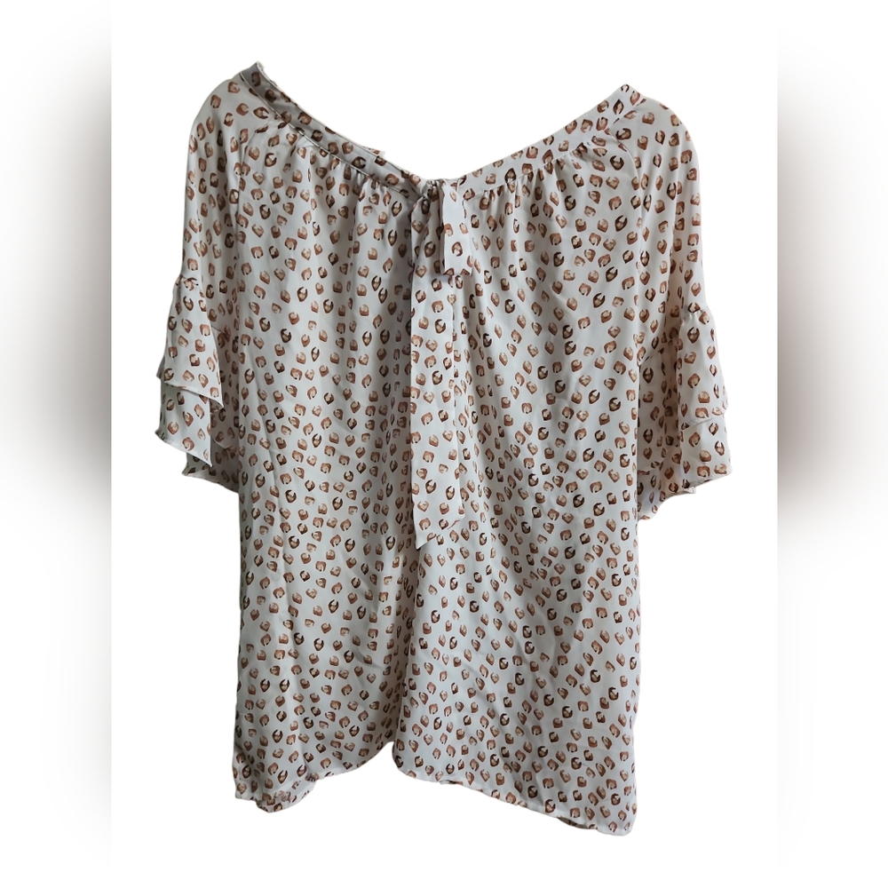 Loft outlet animal print ruffled sleeve blouse - Picture 3 of 4